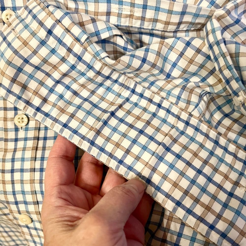 EUC Men's Peter Millar Nanoluxe Easycare Plaid Check Button Down Shirt Size XL‎ - Picture 4 of 4